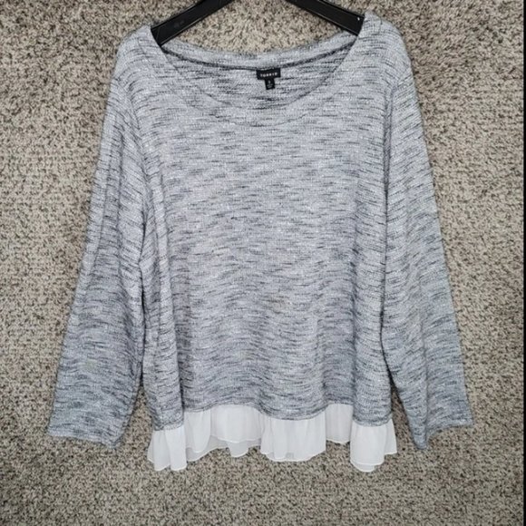 Accessories - Torrid Sweater Womens 3 US Plus 3X Gray Ruffle Hem Pullover Polyester Blend